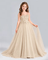 Champagne Ball Gown Girls Formal Dress Front