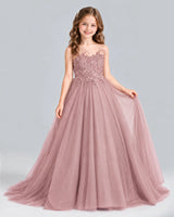 Dusty Rose Ball Gown Girls Formal Dress Front