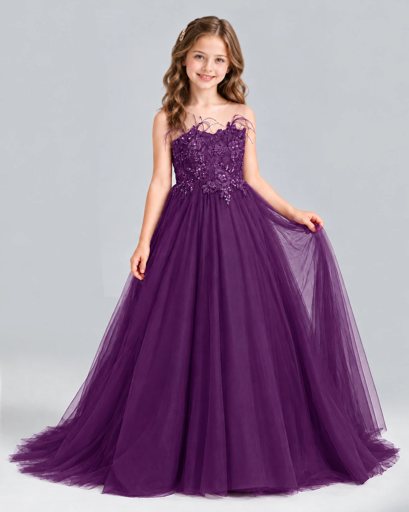 Grape Ball Gown Girls Formal Dress Front