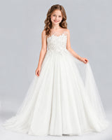 Ivory Ball Gown Girls Formal Dress Front