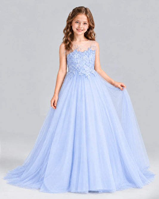 Lavender Ball Gown Girls Formal Dress Front