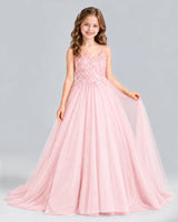 Pink Ball Gown Girls Formal Dress Front
