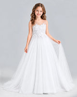 White Ball Gown Girls Formal Dress Front