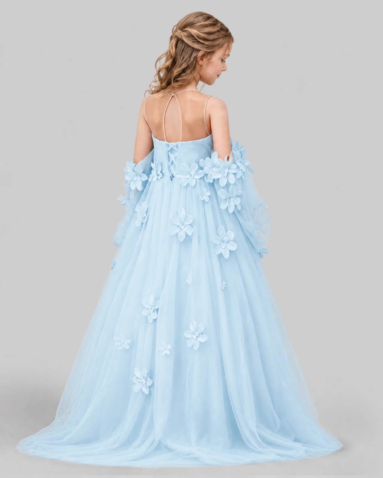 Baby Blue A-line Girls Pageant Dresses Back