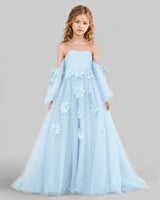 Baby Blue A-line Girls Pageant Dresses Front