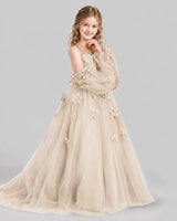 Champagne A-line Girls Pageant Dresses Side