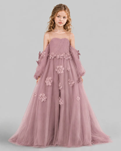Dusty Rose A-line Girls Pageant Dresses Front