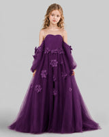 Grape A-line Girls Pageant Dresses Front