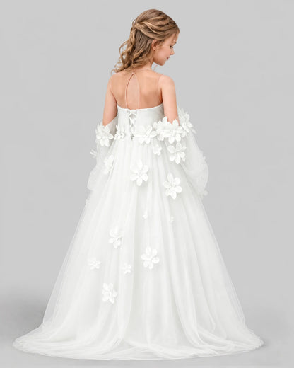 Ivory A-line Girls Pageant Dresses Back