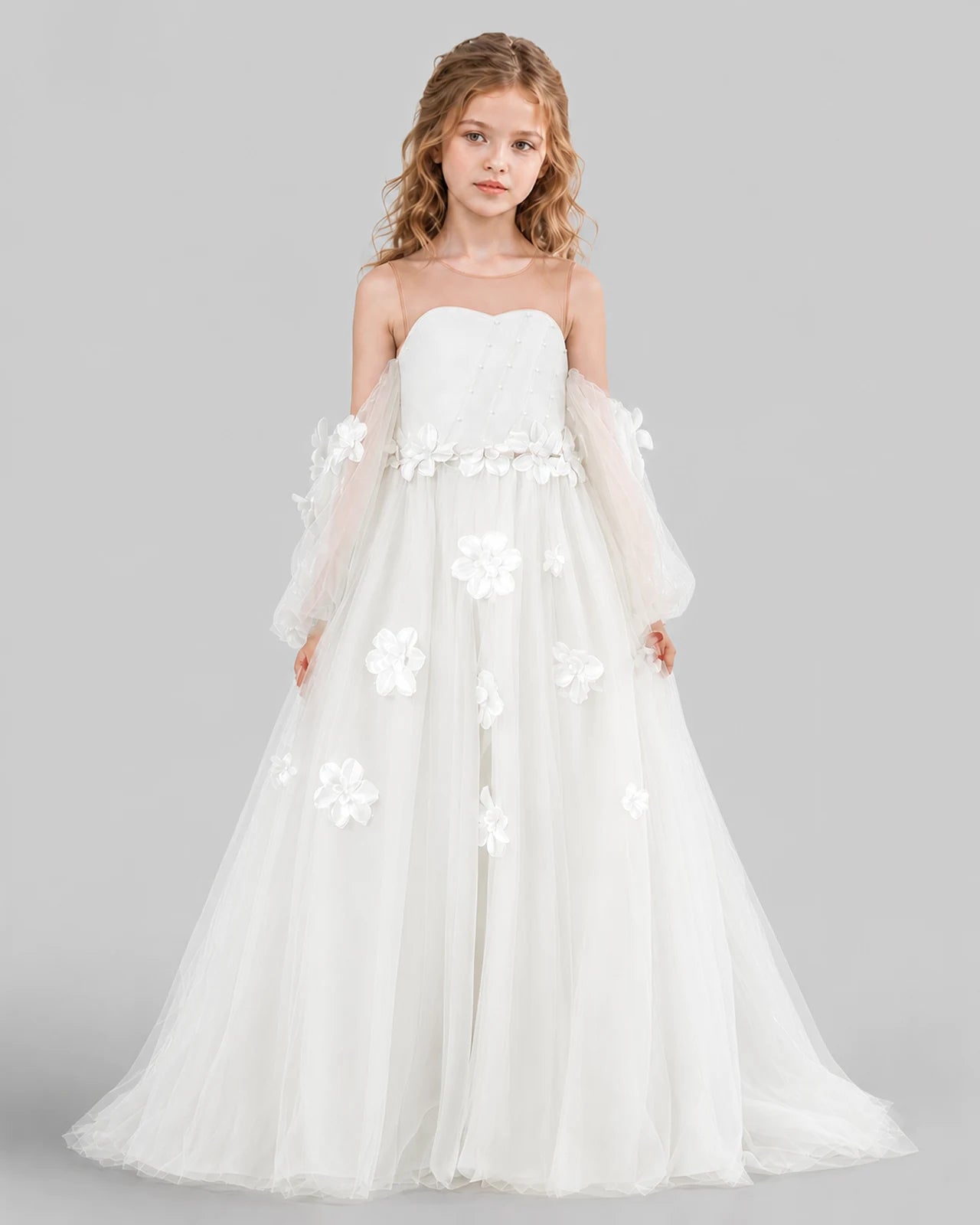 Ivory A-line Girls Pageant Dresses Front