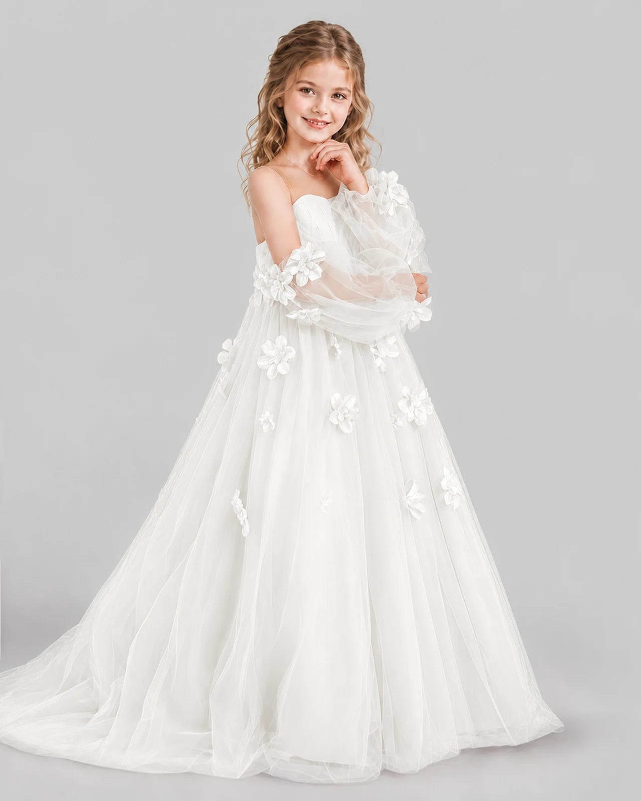 Ivory A-line Girls Pageant Dresses Side