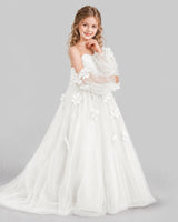 Ivory A-line Girls Pageant Dresses Side