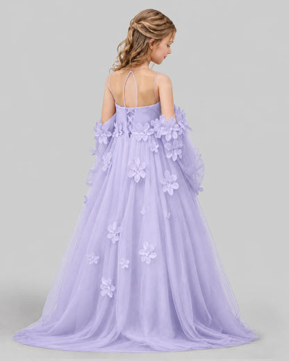 Lavender A-line Girls Pageant Dresses Back