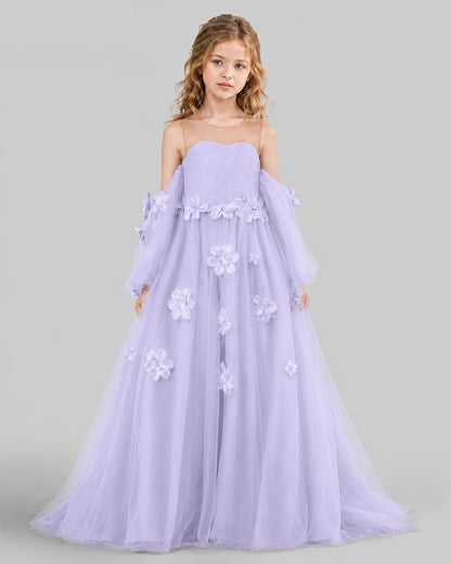 Lavender A-line Girls Pageant Dresses Front