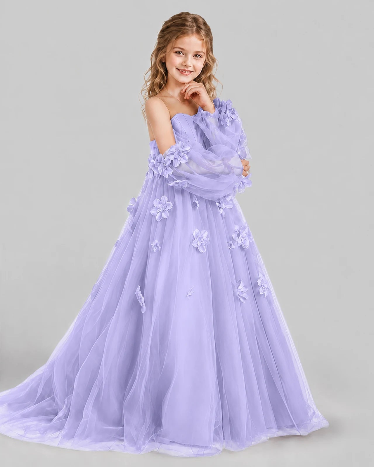 Lavender A-line Girls Pageant Dresses Side