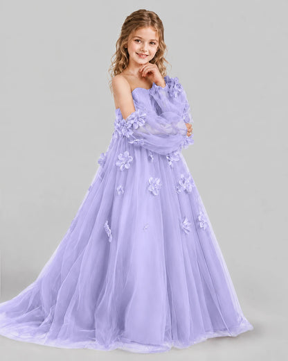 Lavender A-line Girls Pageant Dresses Side