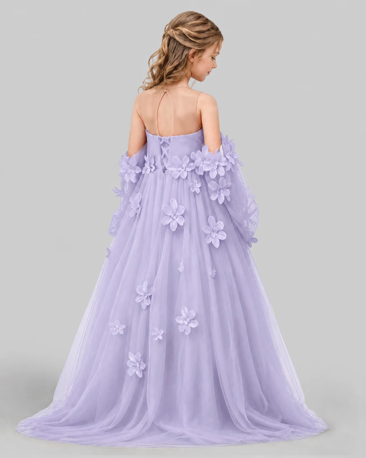 Lilac A-line Girls Pageant Dresses Back