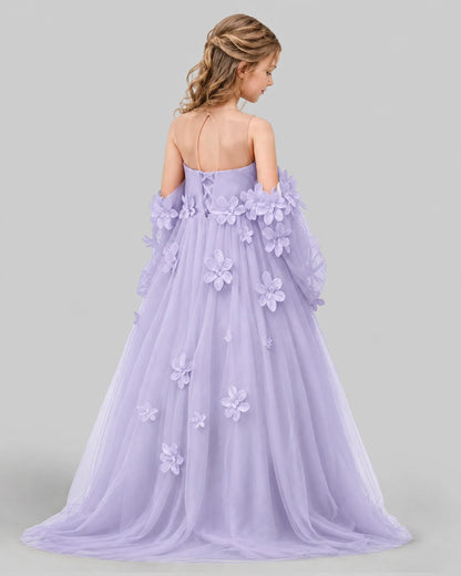 Lilac A-line Girls Pageant Dresses Back