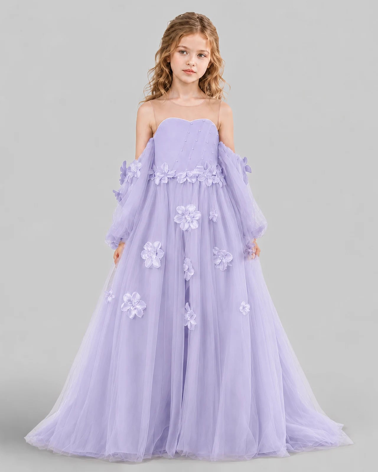 Lilac A-line Girls Pageant Dresses Front