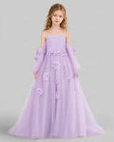 Lilac A-line Girls Pageant Dresses Front