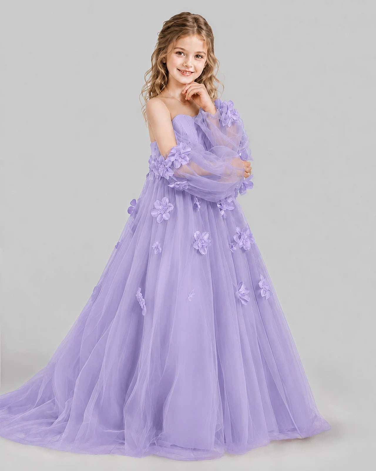 Lilac A-line Girls Pageant Dresses Side