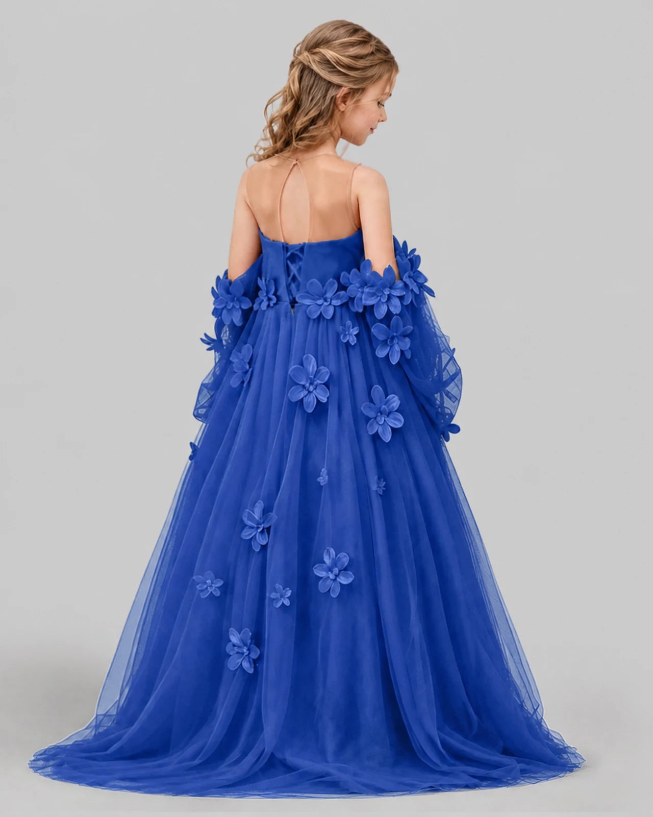 Royal Blue A-line Girls Pageant Dresses Back