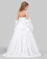 White A-line Girls Pageant Dresses Back