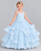 Baby Blue Ball Gown Girls Formal Dress Front