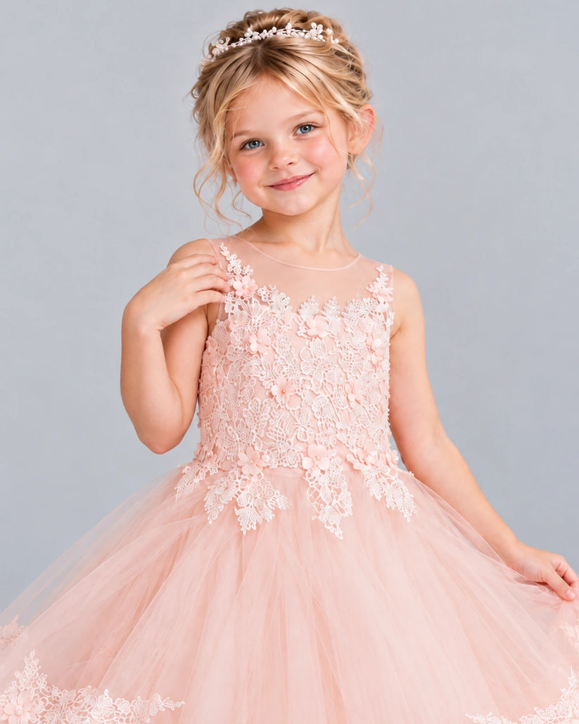 Blush Pink Ball Gown Girls Formal Dress Detail [Shared]