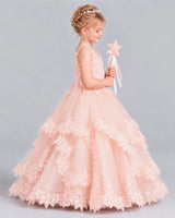 Blush Pink Ball Gown Girls Formal Dress Side [Shared]
