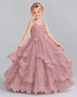 Dusty Rose Ball Gown Girls Formal Dress Front