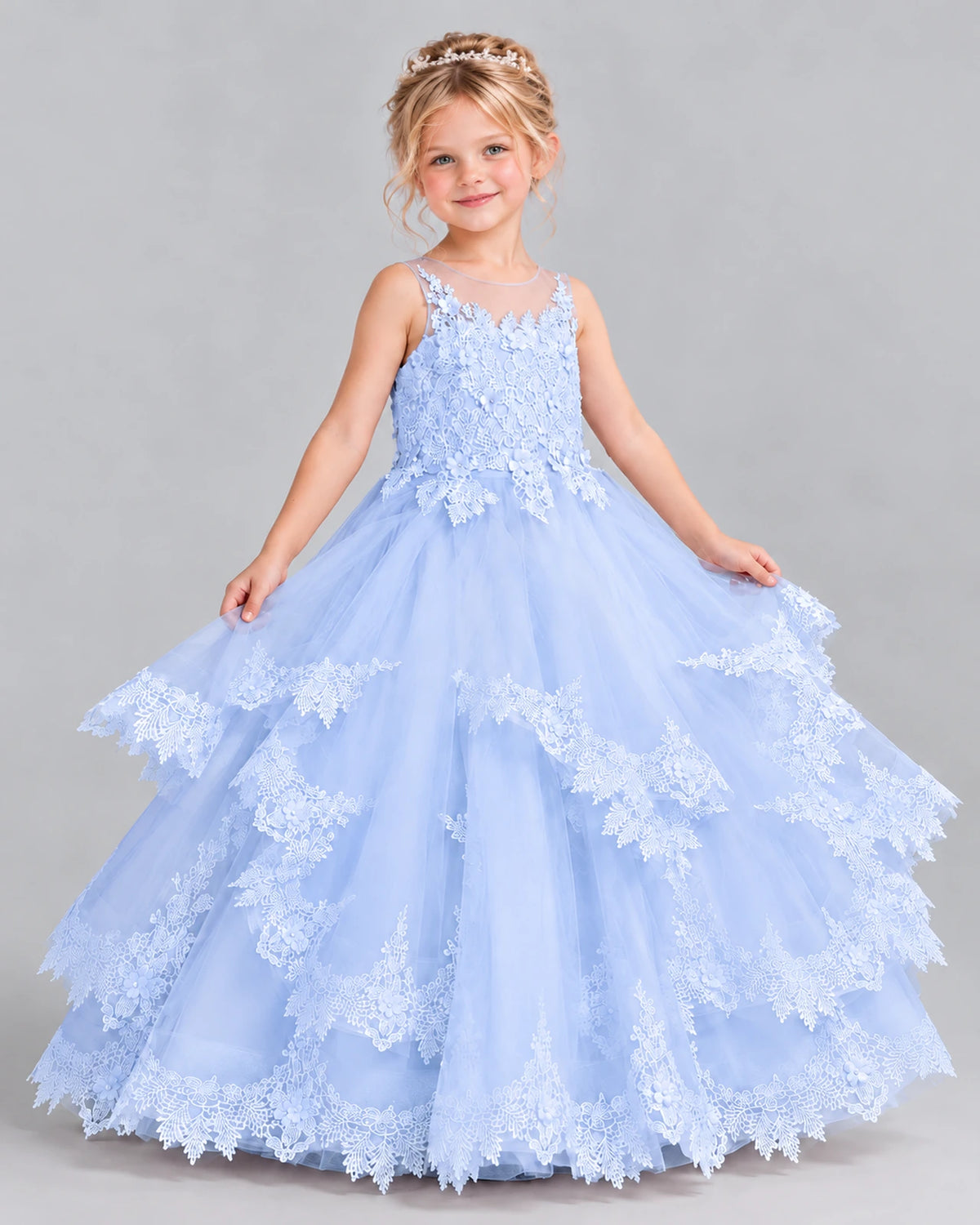 Lavender Ball Gown Girls Formal Dress Front