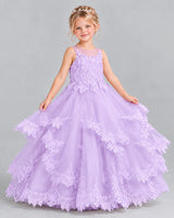 Lilac Ball Gown Girls Formal Dress Front