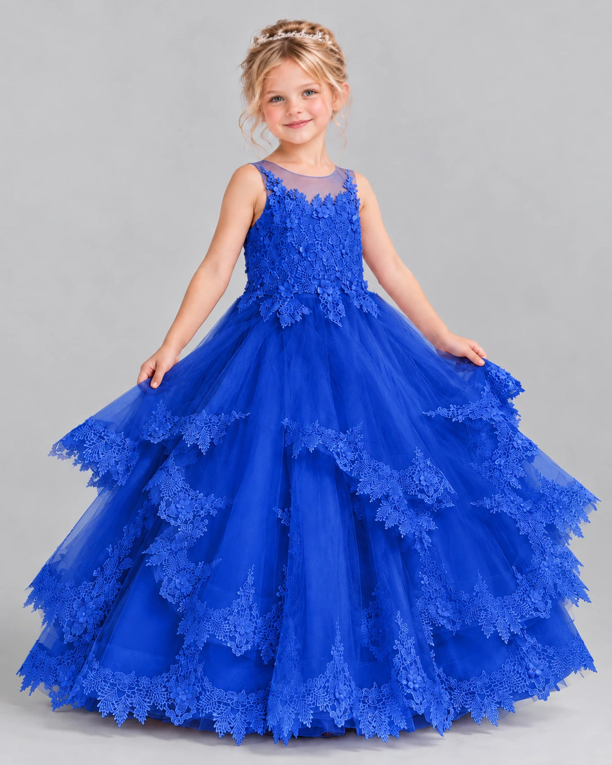 Royal Blue Ball Gown Girls Formal Dress Front