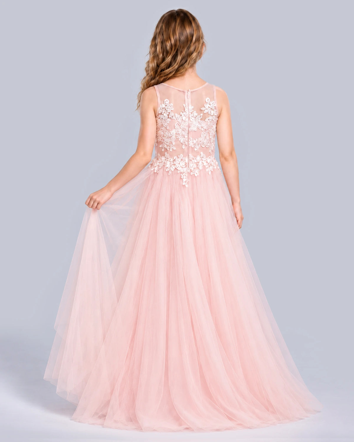 Blush Pink A-line Girls Formal Dress Back [Shared]