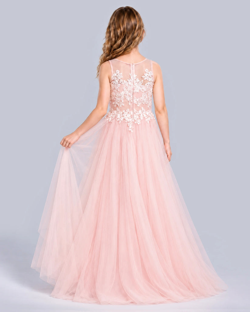 Blush Pink A-line Girls Formal Dress Back [Shared]