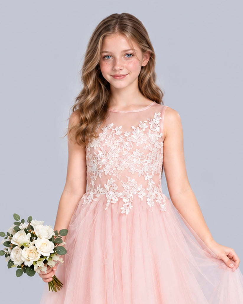 Blush Pink A-line Girls Formal Dress Detail [Shared]