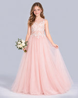 Blush Pink A-line Girls Formal Dress Front