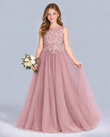 Dusty Rose A-line Girls Formal Dress Front
