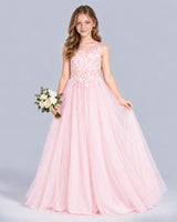 Pink A-line Girls Formal Dress Front