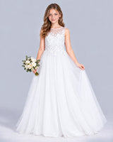 White A-line Girls Formal Dress Front