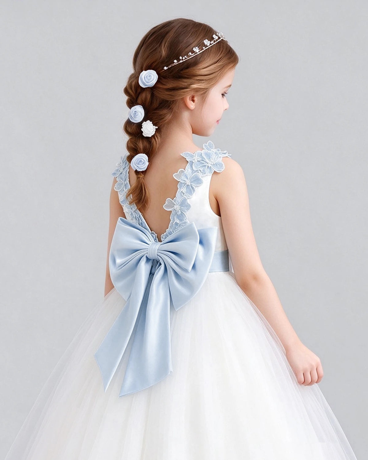 Dusty Blue Ball Gown Flower Girl Dress Back_Detail [Shared]