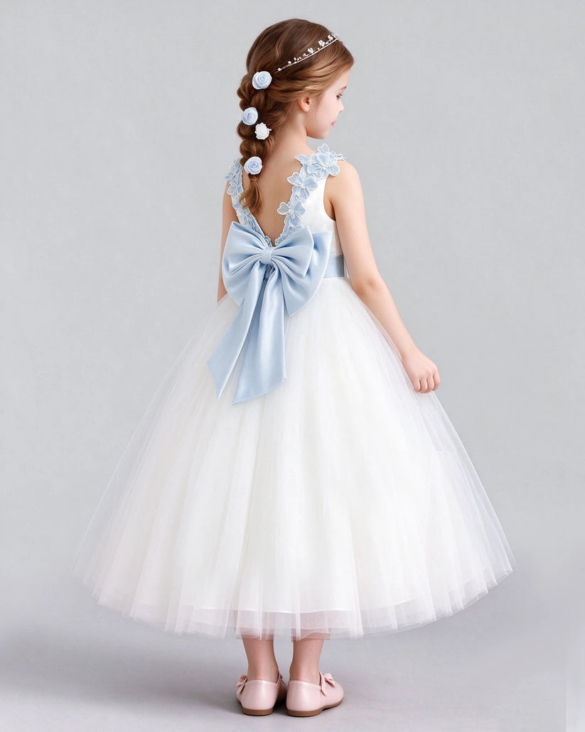 Dusty Blue Ball Gown Flower Girl Dress Detail [Shared]