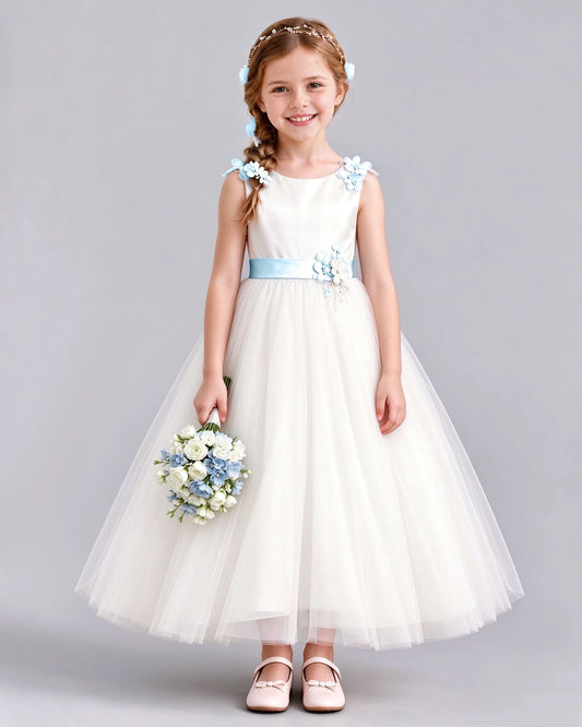 Baby Blue Ball Gown Flower Girl Dress Front