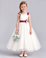 Burgundy Ball Gown Flower Girl Dress Front
