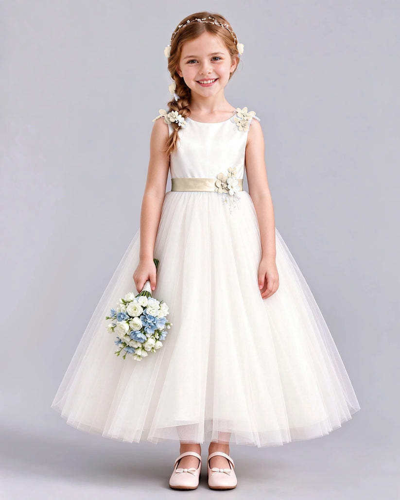 Champagne Ball Gown Flower Girl Dress Front