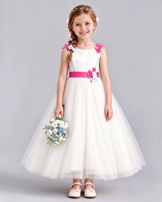 Hot Pink Ball Gown Flower Girl Dress Front