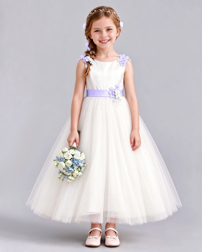 Lavender Ball Gown Flower Girl Dress Front