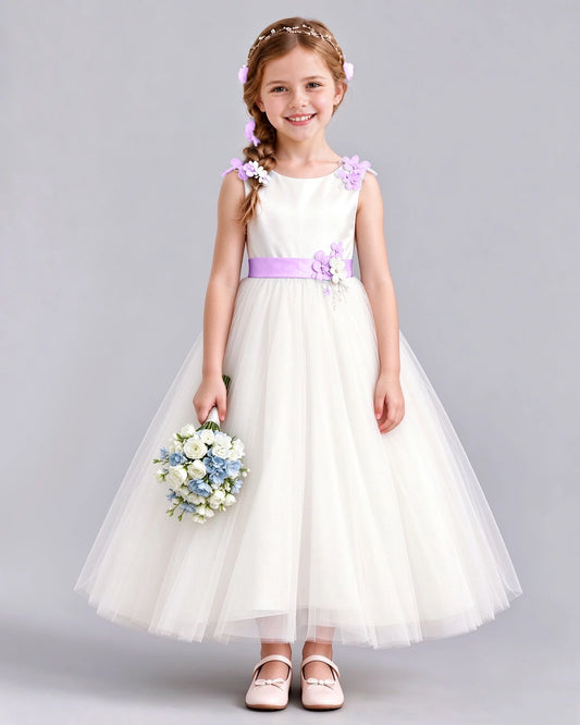 Lilac Ball Gown Flower Girl Dress Front