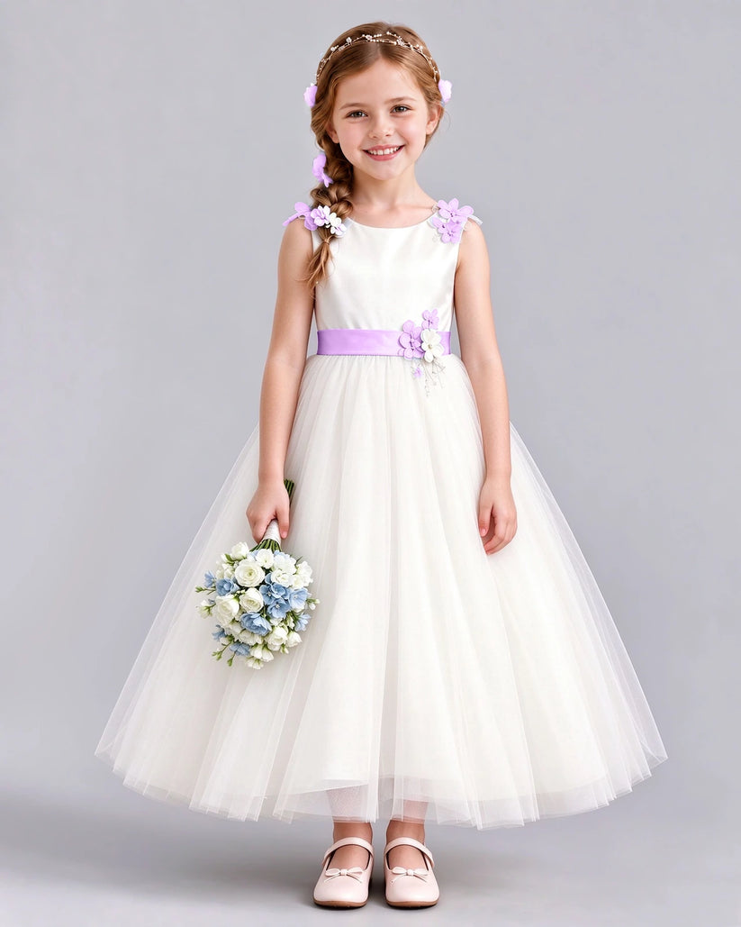 Lilac Ball Gown Flower Girl Dress Front